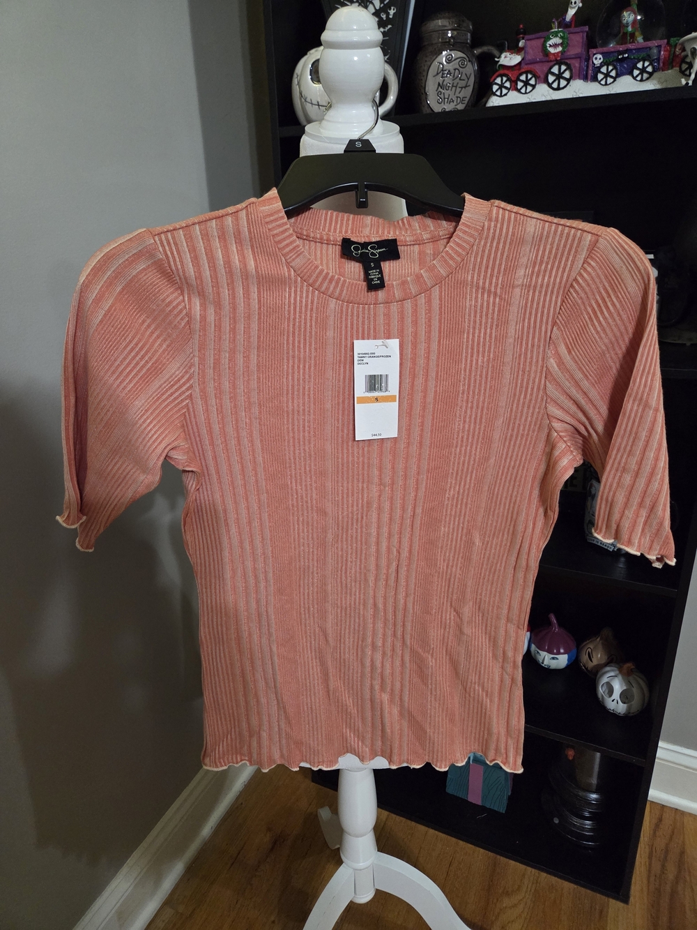 Jessica Simpson Peach Ribbed Short Sleeve Top